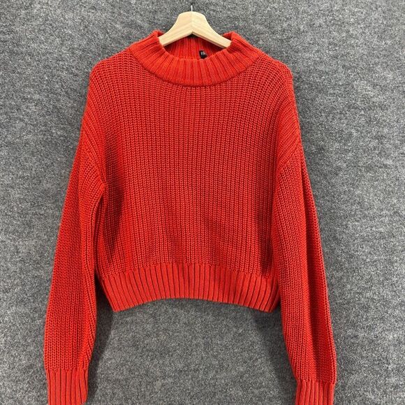 5/$45 Divided Sweater Pullover Women M Medium Red Knit Crew Neck Long Sleeve - Picture 3 of 10